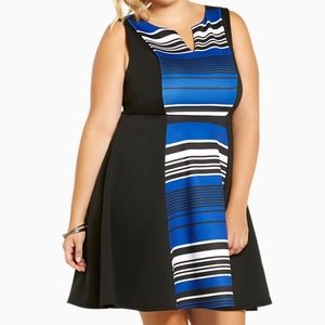 NWT Striped Scuba Skater A-Line Dress